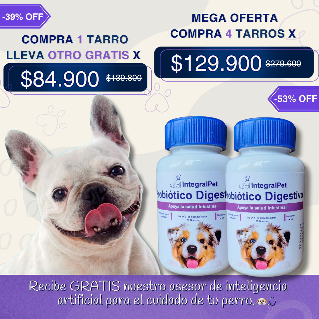 Probiotico Integral Pet™️ | 100% Natural | Promo 2x1 🎁 | Registro ICA ✅